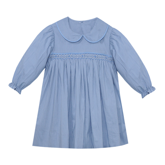 Blue Gingham Smocked Dress