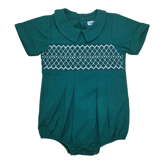 Emerald Green Smocked Collared Bubble