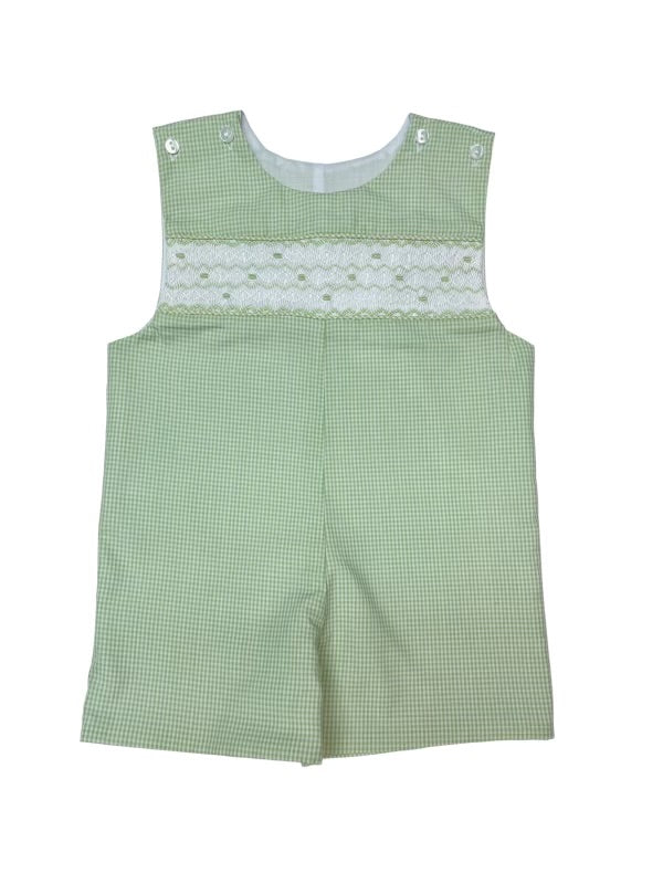 Green Gingham Smocked Shortall