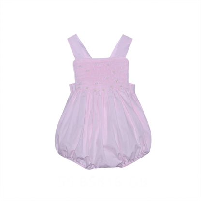 Pink Bubble with Smocking & Floral Details