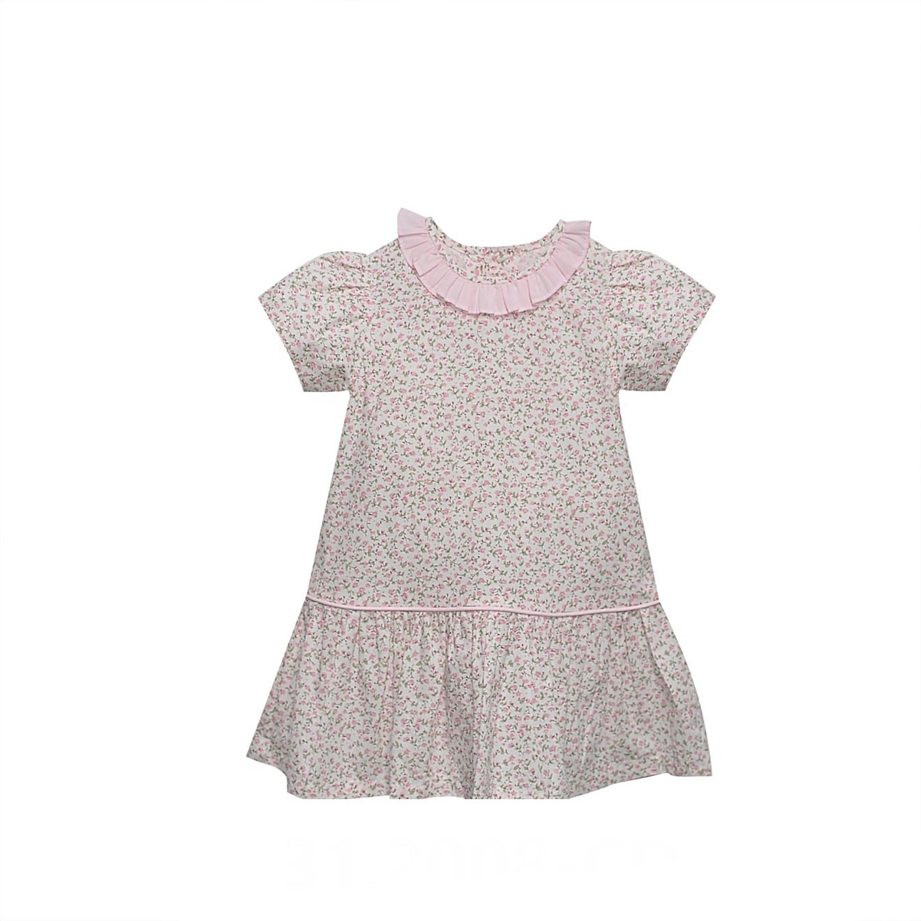 Pink Floral Garden Collared A-Line Dress