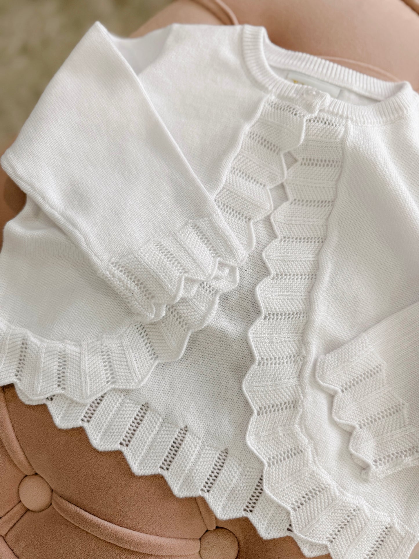 White Scallop Cardigan