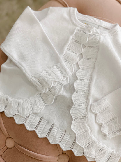 White Scallop Cardigan