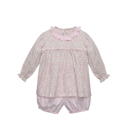 Pink Floral Garden Collared Bloomer Set