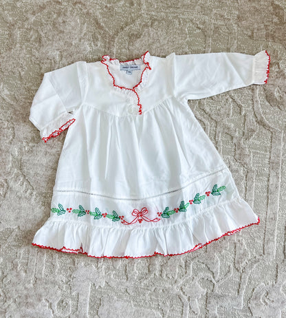 Holly Bow Embroidered Nightgown