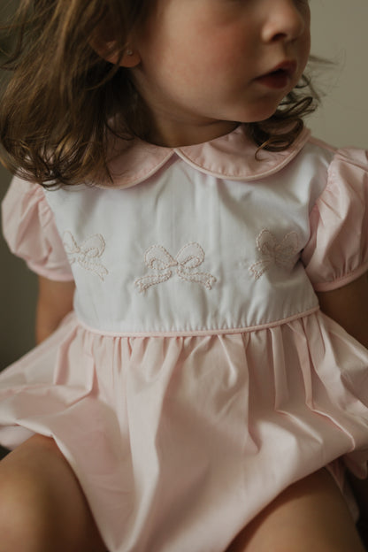 Pink Bows Smocked Bubble