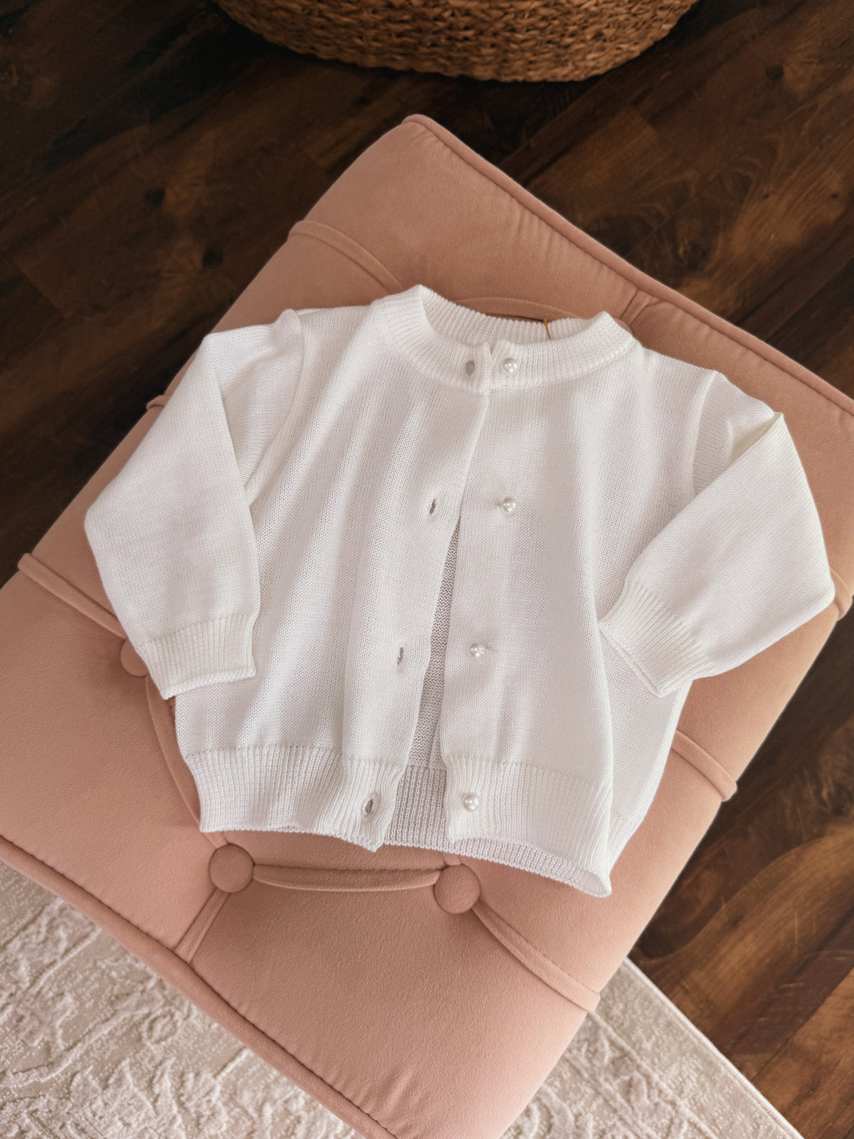 White Pearl Button Cardigan