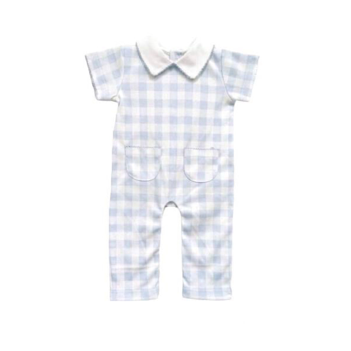 Blue Gingham Collared Playsuit