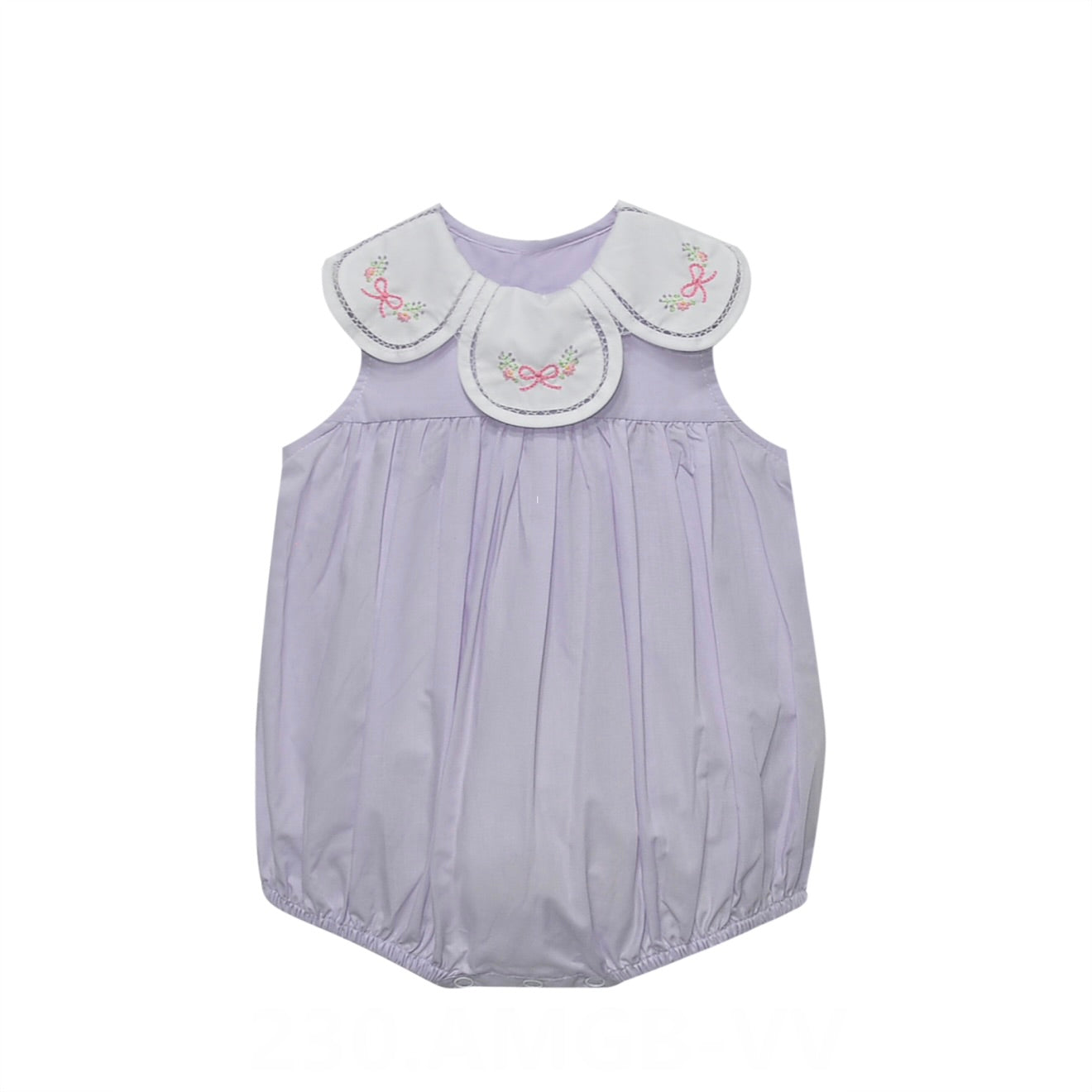 Lavender Petal Collar Embroidered Bow Bubble