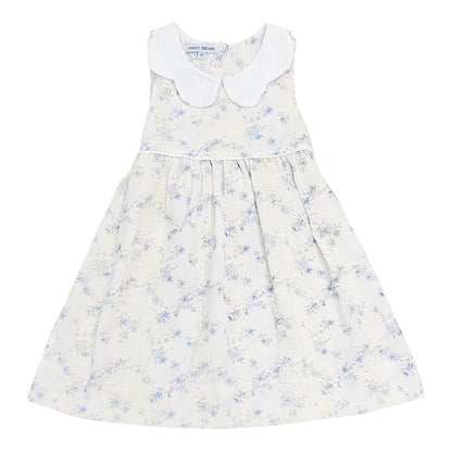 Cream Lace Floral Dress with Scallop Collar