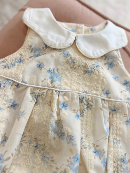 Cream Lace Floral Bubble with Scallop Collar