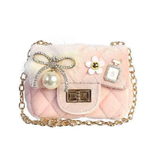 Pink Velvet Quilted Purse