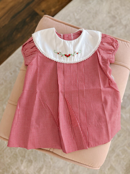 Red Floral Embroidered Dress