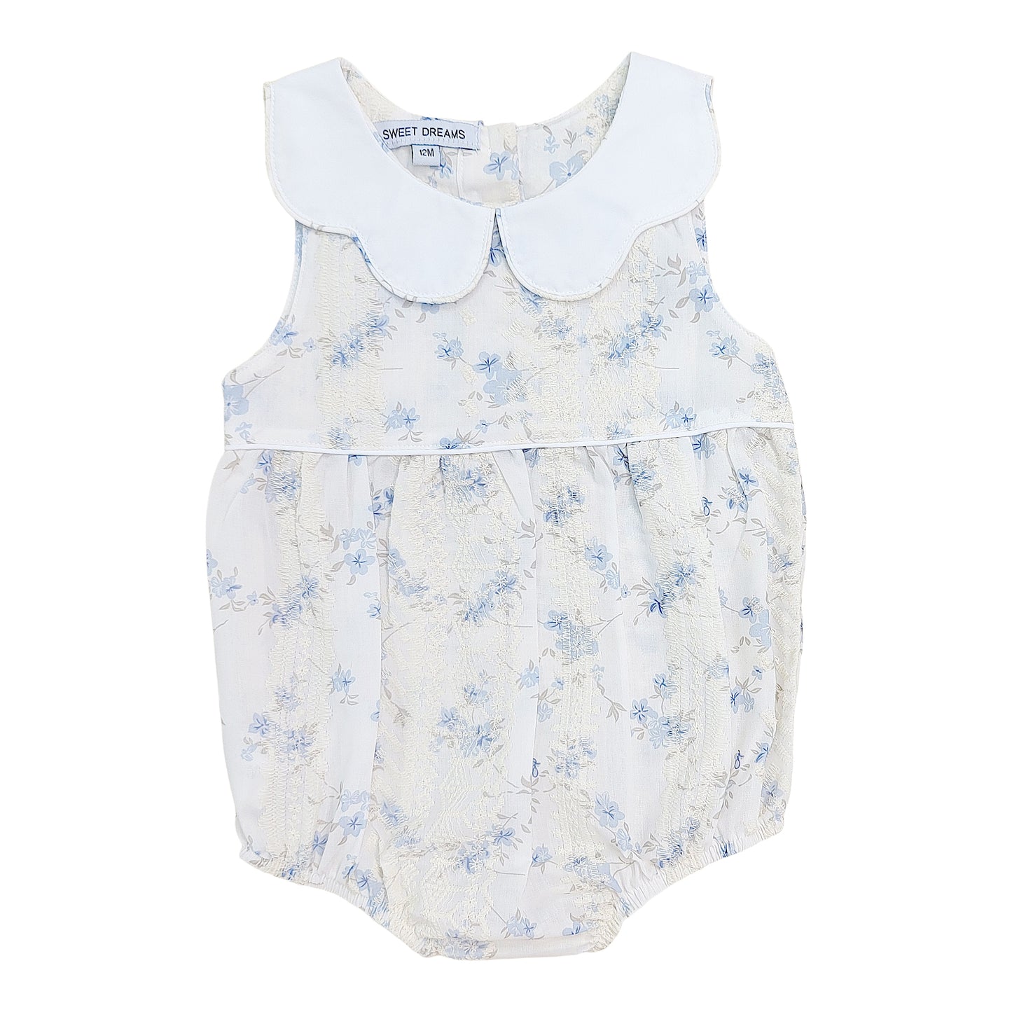 Cream Lace Floral Bubble with Scallop Collar