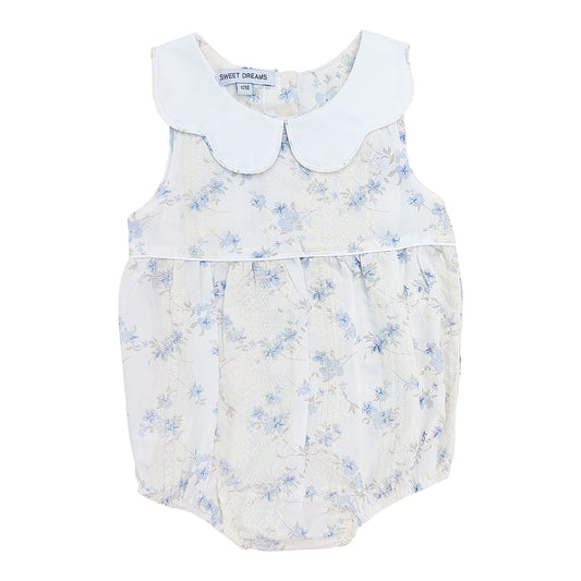 Cream Lace Floral Bubble with Scallop Collar
