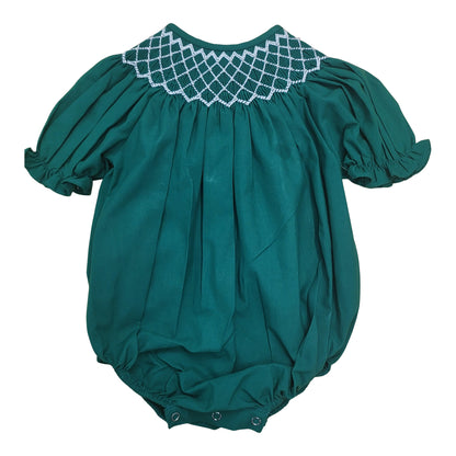 Emerald Green Pearl Beaded Smocked Bubble