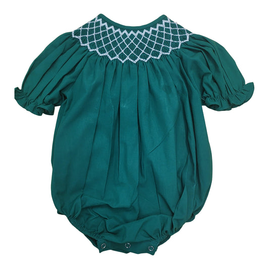 Emerald Green Pearl Beaded Smocked Bubble