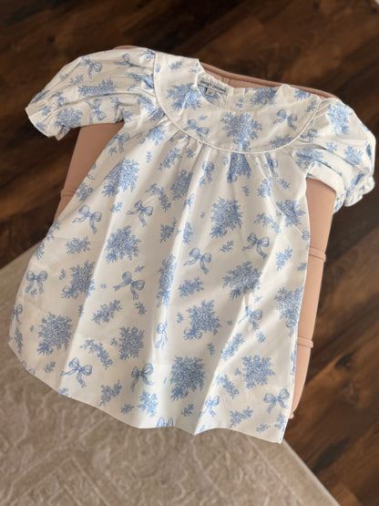 Blue Floral & Bows Toile Dress