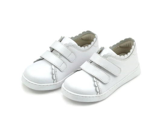 White Caroline Scalloped Velcro Sneaker