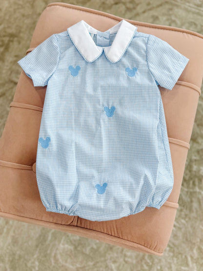 Mouse Ear Embroidered Collared Boy Bubble