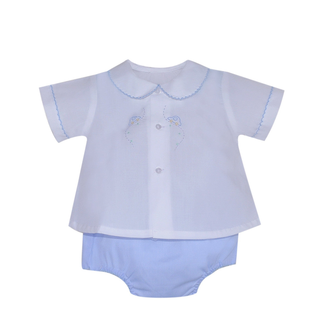 Blue Car Embroidered Diaper Set