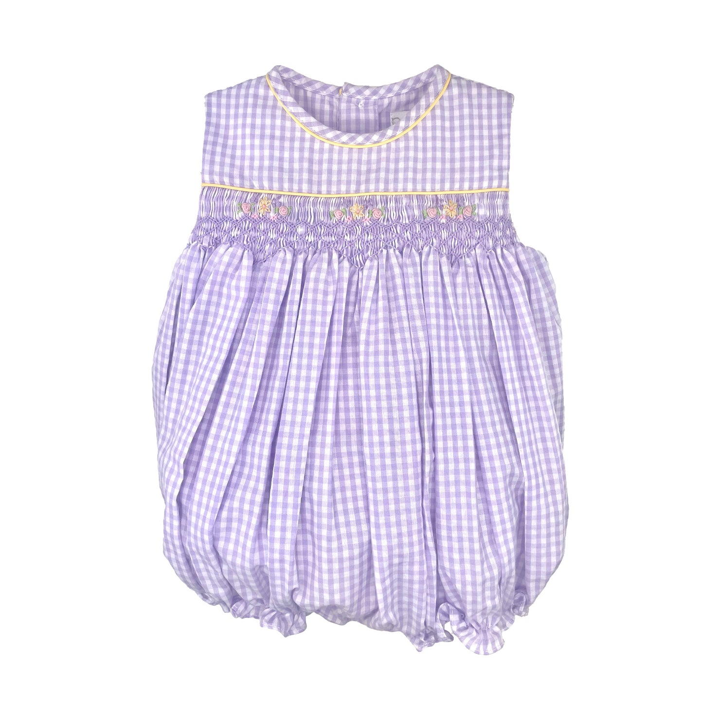 Rosebud Lavender Gingham Bubble with Smocking