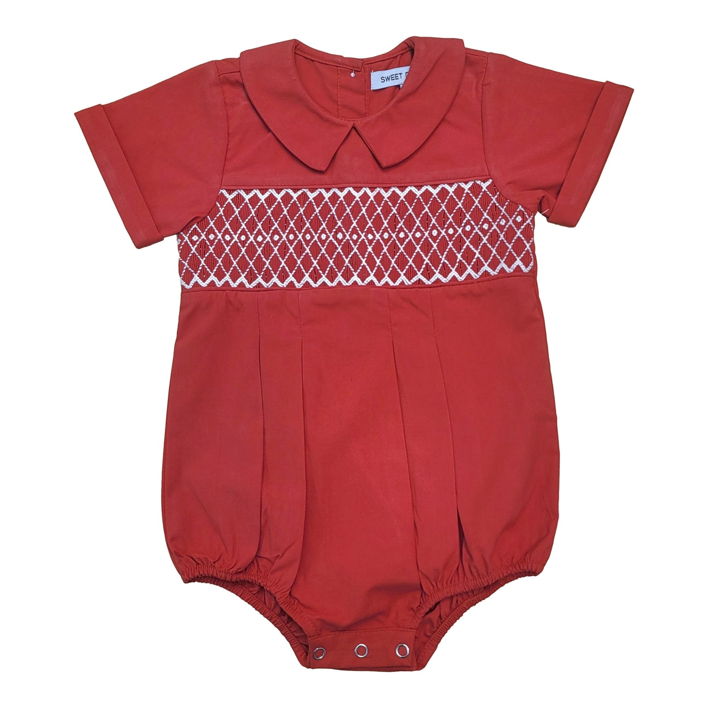Red Smocked Collared Bubble