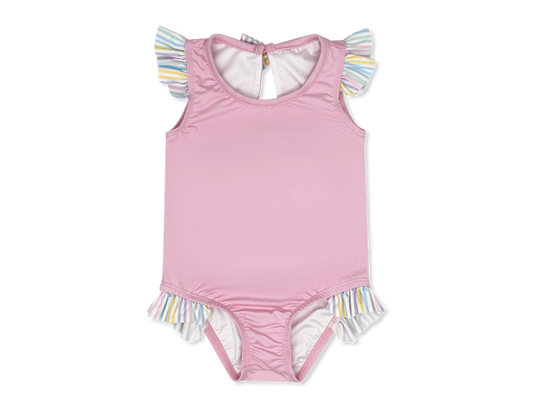 Pink Pinstripe Swimsuit