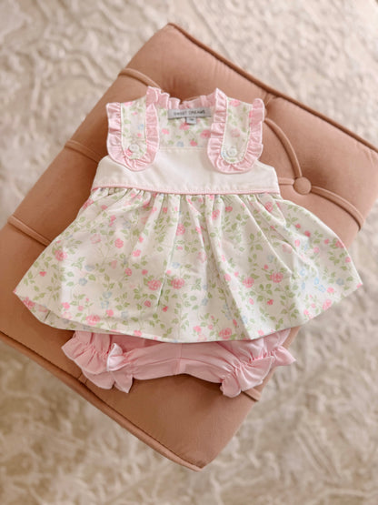 Pink Ruffle Floral Bloomer Set