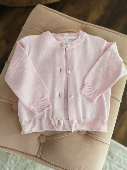 Pink Pearl Button Cardigan