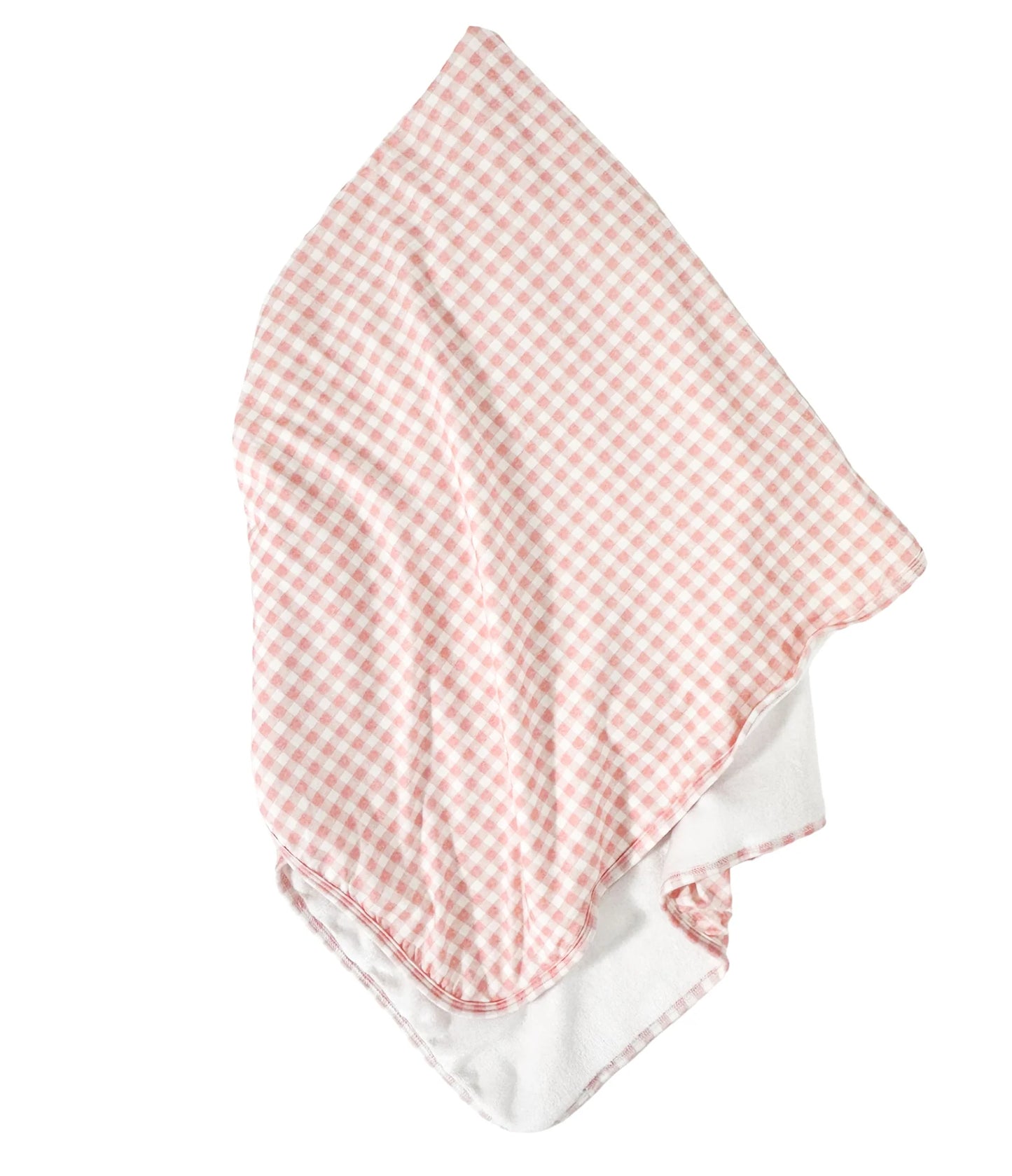 Peachy Pink Gingham Plush Swaddle Blanket