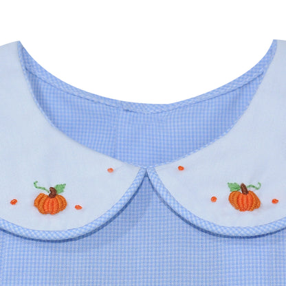 Blue Embroidered Pumpkin Bubble