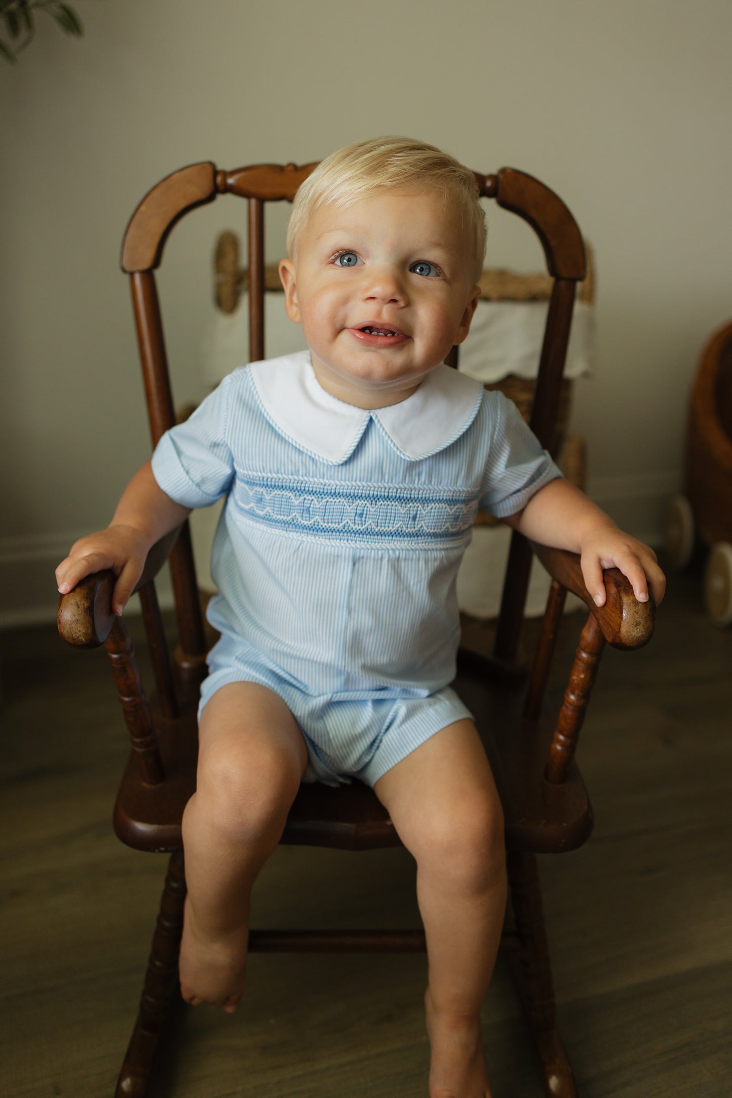 Blue Gingham Collared Romper