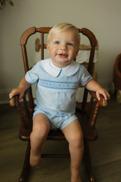 Blue Gingham Collared Romper