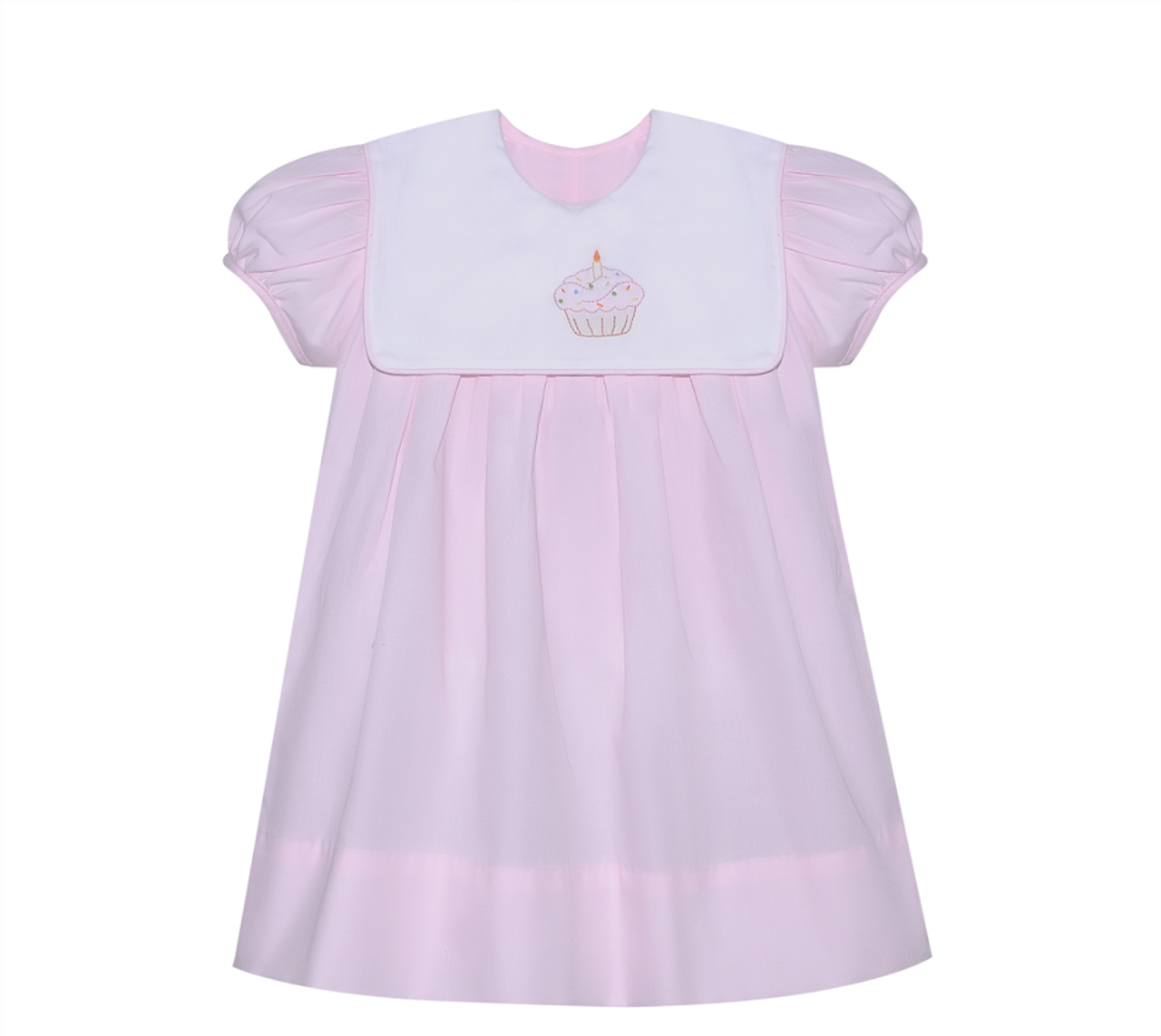 Pink Embroidered Birthday Cupcake Dress