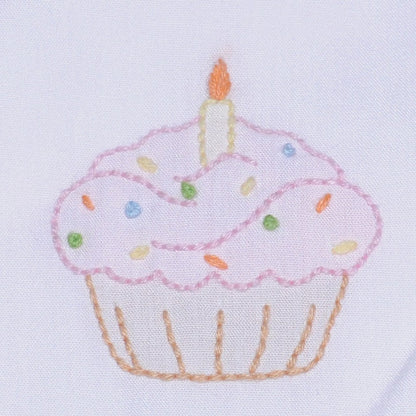 Pink Embroidered Birthday Cupcake Bubble