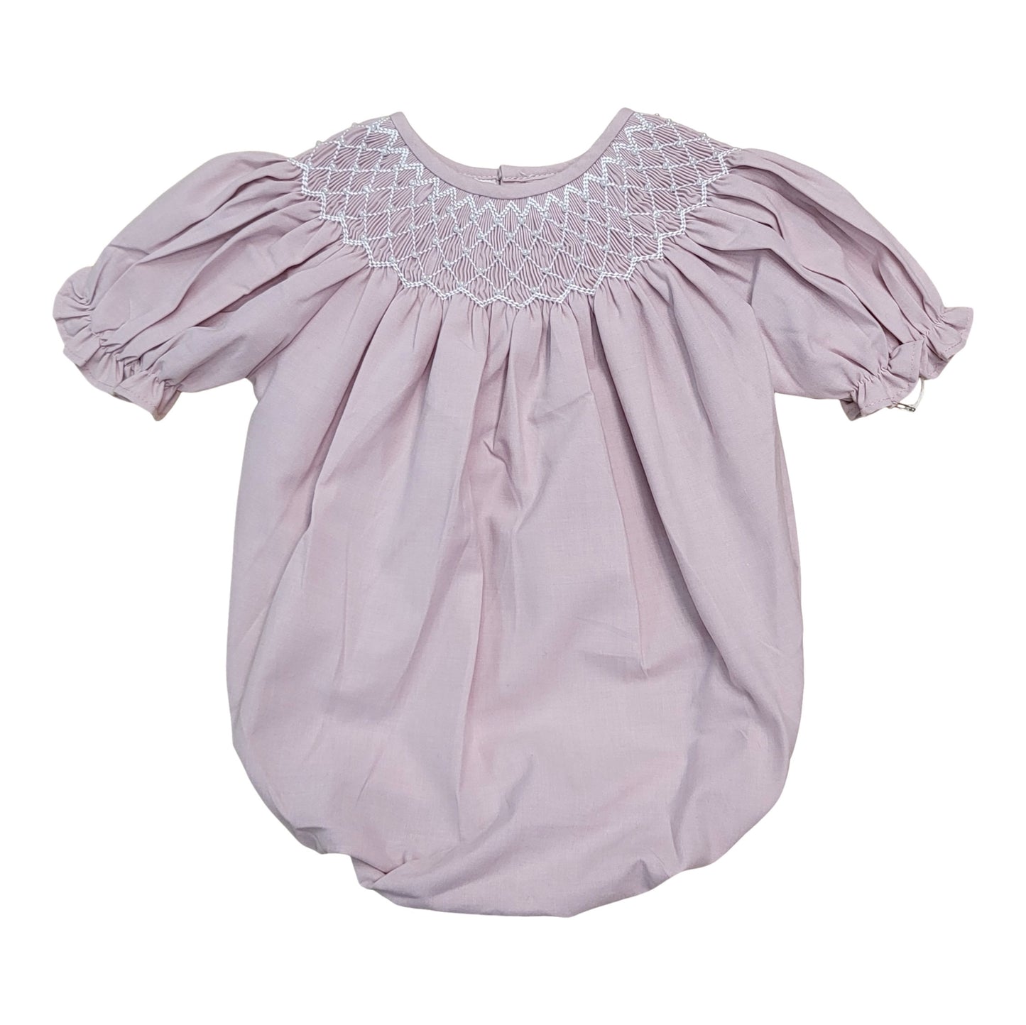 Dusty Pink Pearl Beaded Smocked Bubble
