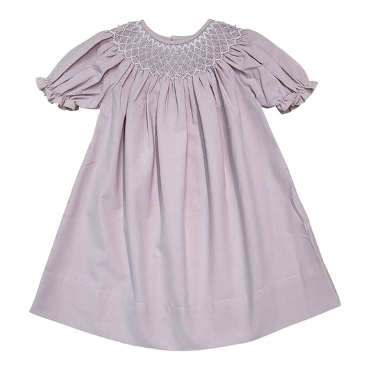 Dusty Pink Pearl Beaded Smocked Dress