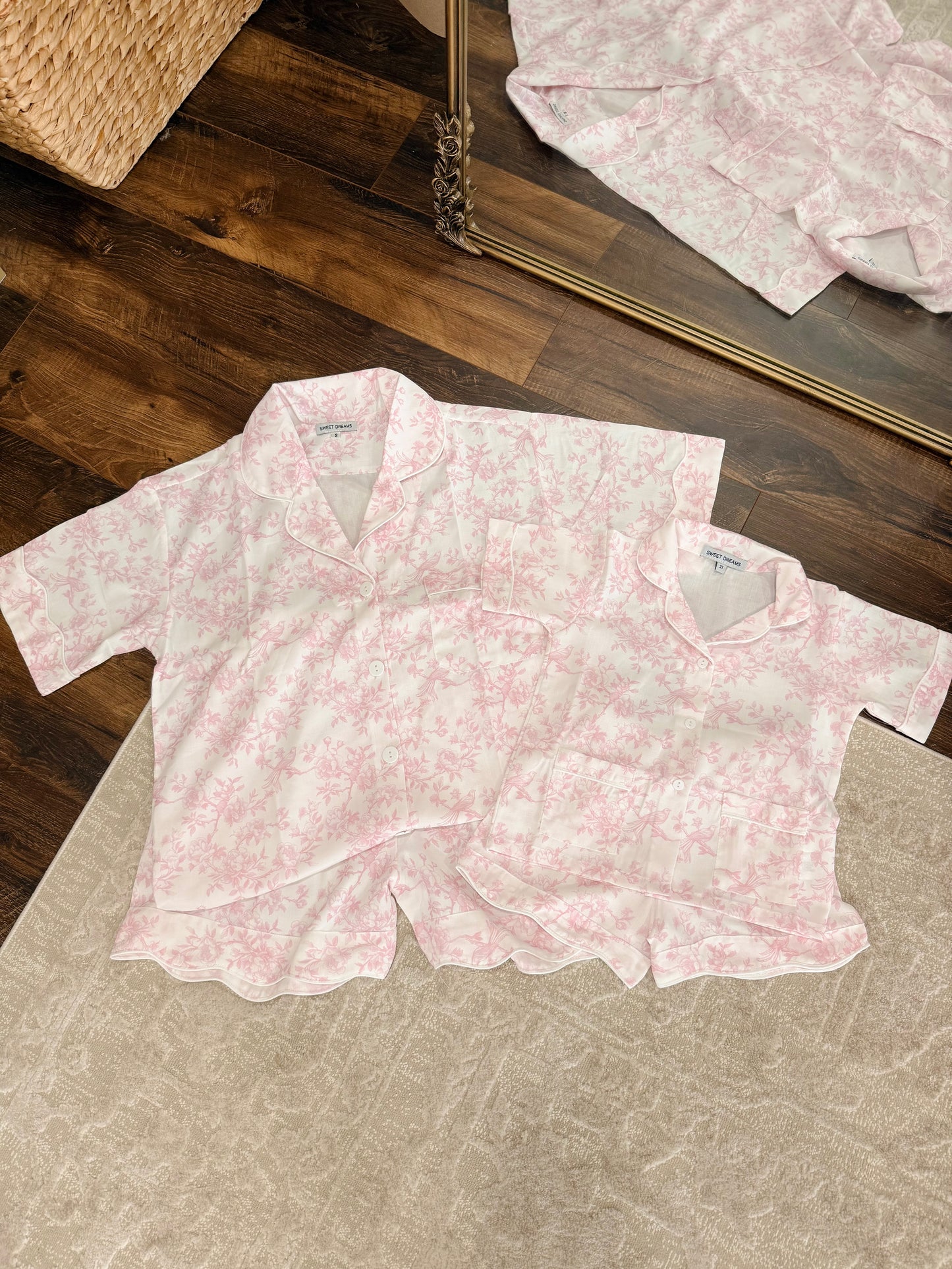 Pink Toile Print Pajama Set