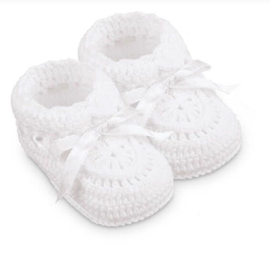 White Ribbon Crochet Booties