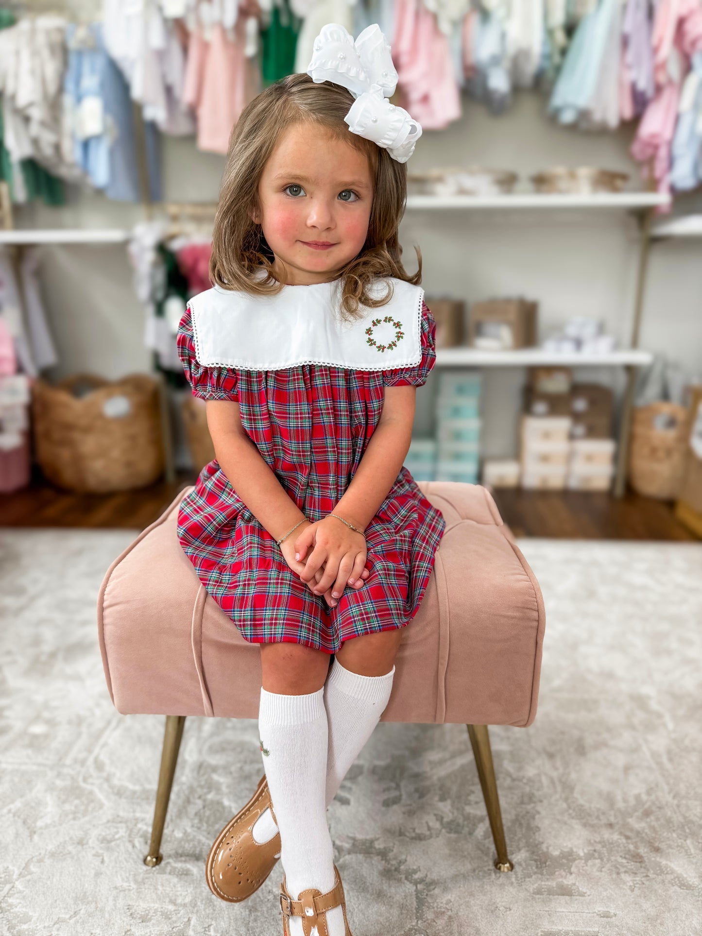 Christmas Plaid Wreath Dress