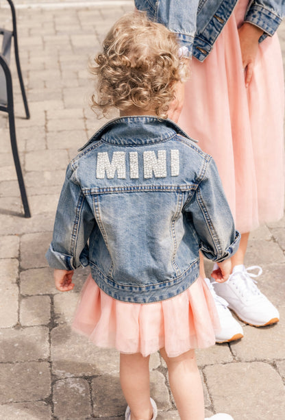 Mini Pearl Beaded Denim Jacket