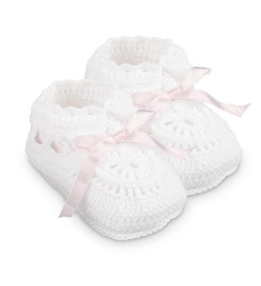 Pink Ribbon Crotchet Booties