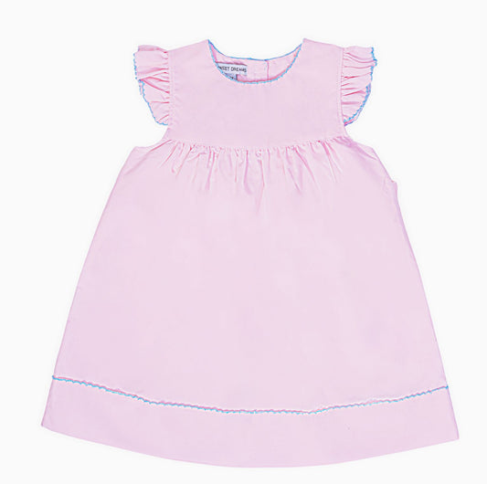 Pink with Blue Picot Trim Dress