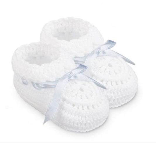 Blue Ribbon Crochet Booties