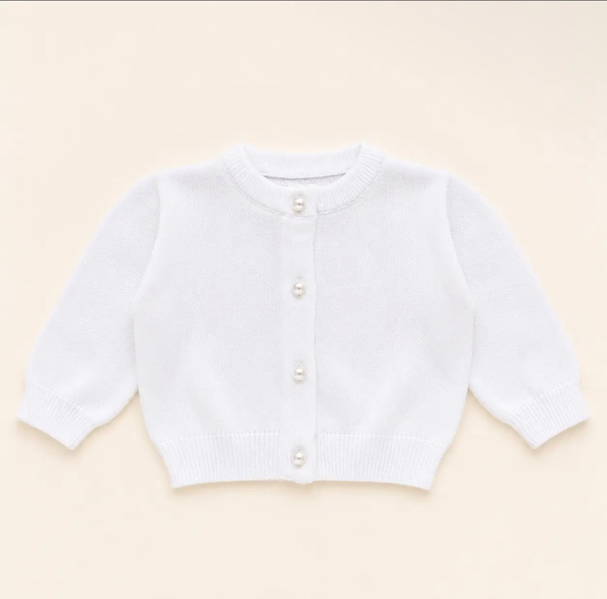 White Pearl Button Cardigan