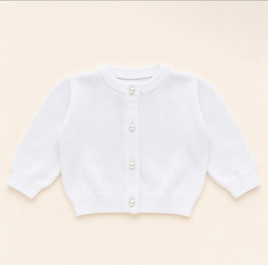 White Pearl Button Cardigan