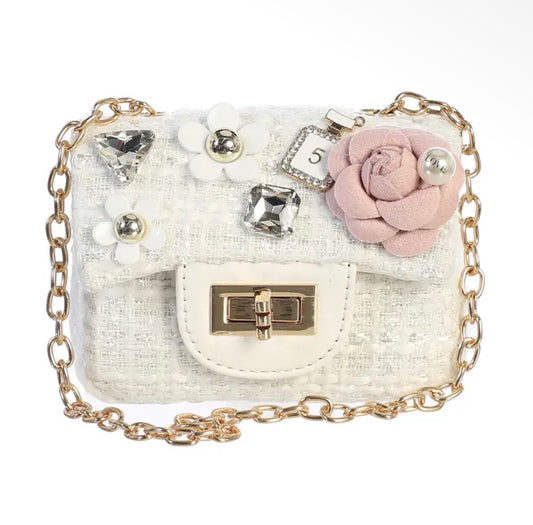 White Tweed Purse