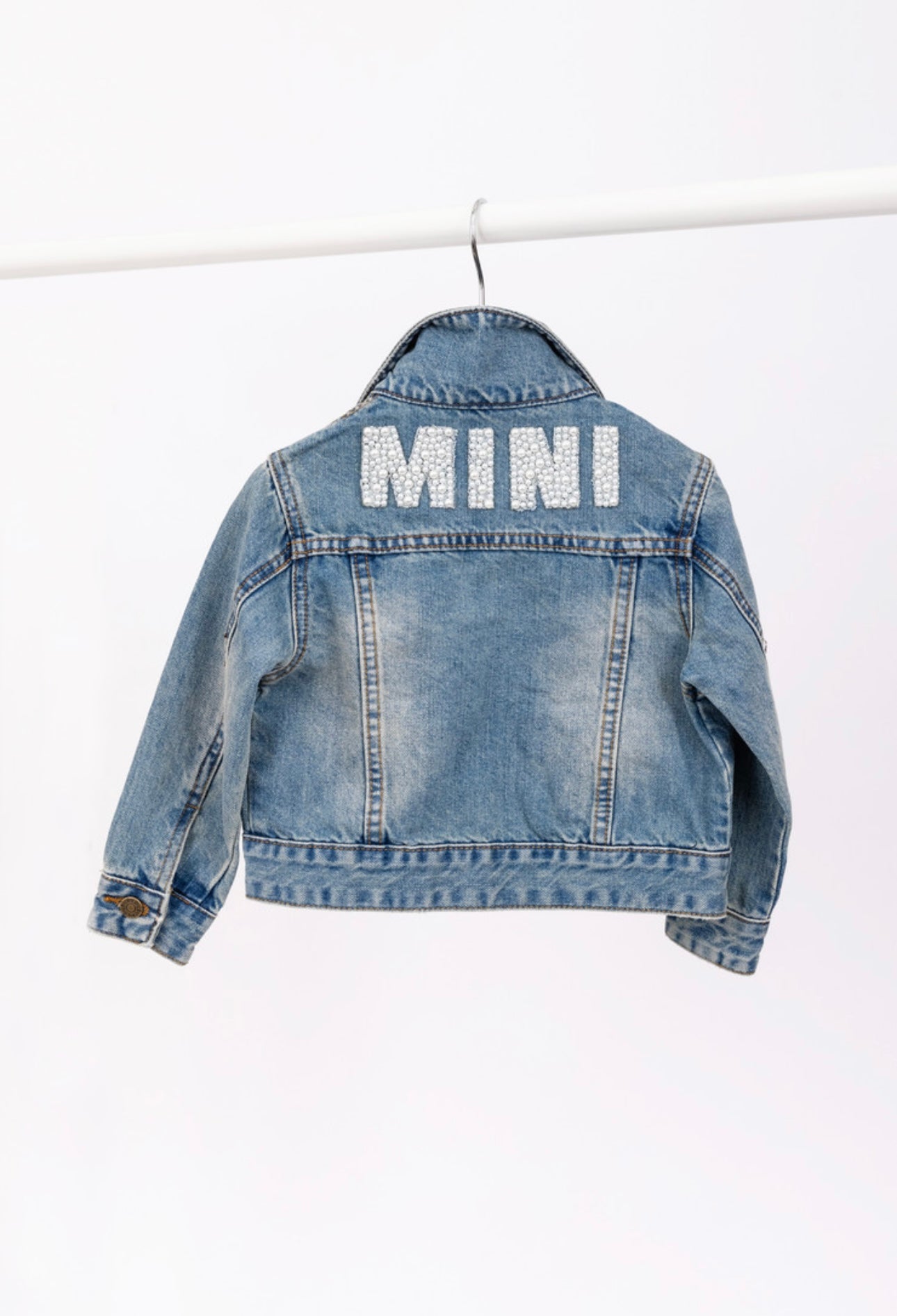 Mini Pearl Beaded Denim Jacket