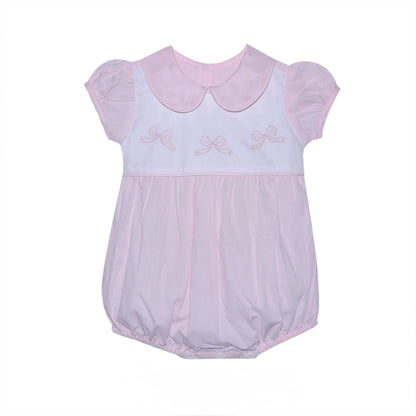 Pink Bows Smocked Bubble
